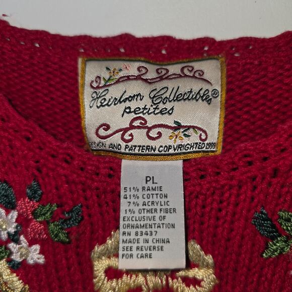 Vintage 90s Heirloom Collectibles Christmas Tree Sweater Large Petite Holiday - Picture 9 of 9